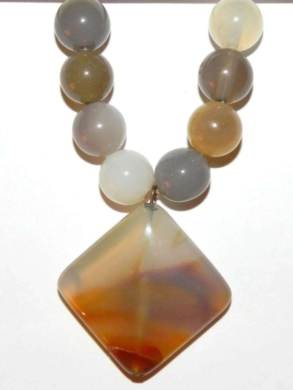 Multiple Agate 10mm Round 32mm Diamond Gemstone Pendant Bead Set 9pc NG2186